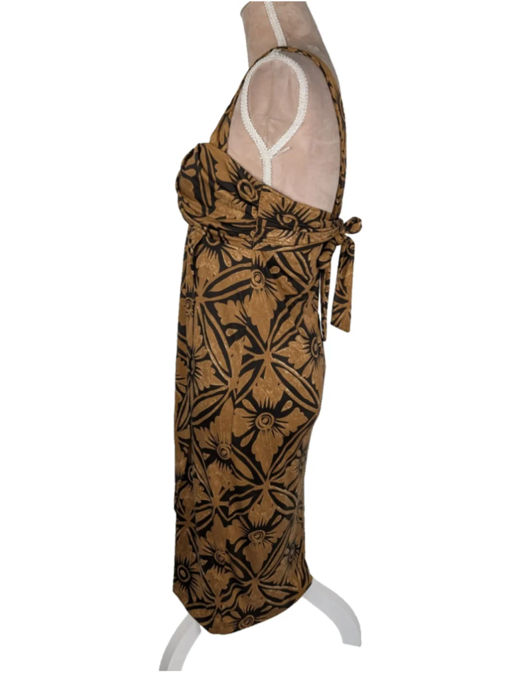 Vintage Diane Von Furstenberg Knit Silk Tonga Midi Wrap Dress Tan Brown Sz 6